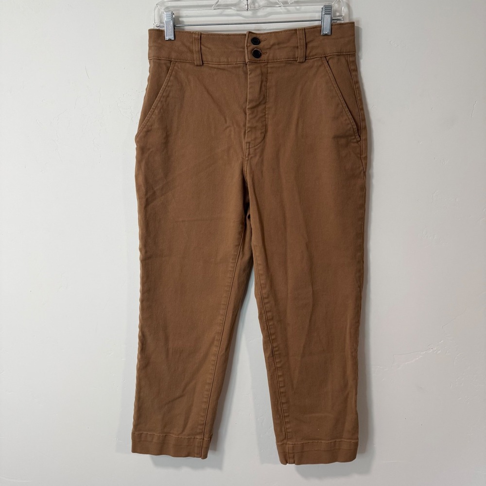Everlane Womens Straight Leg Pants 10 Brown Organic Cotton High Rise Stretch